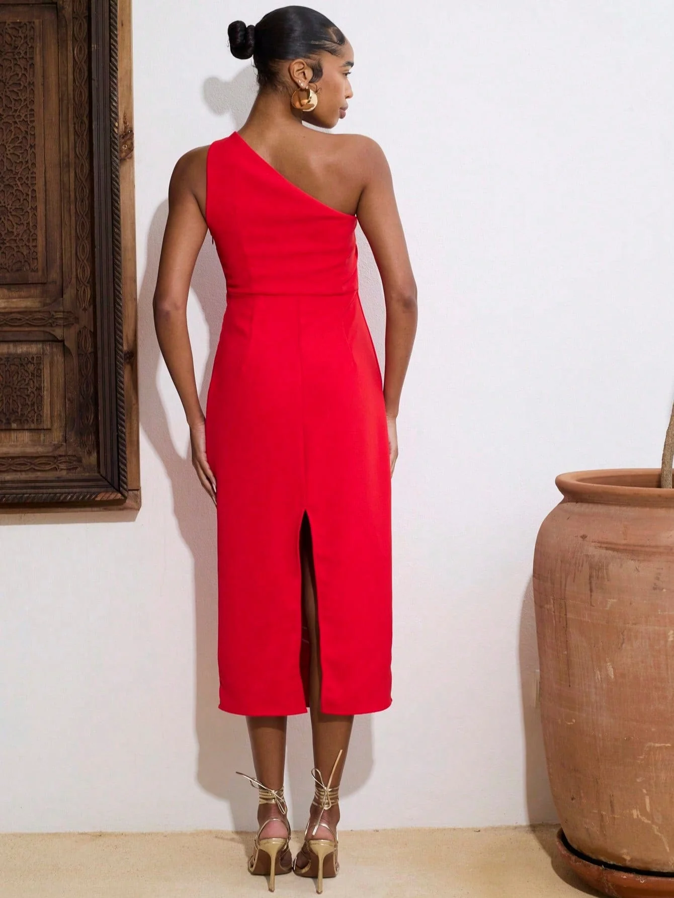 Clementine Dress in Crimson Red - Image 2