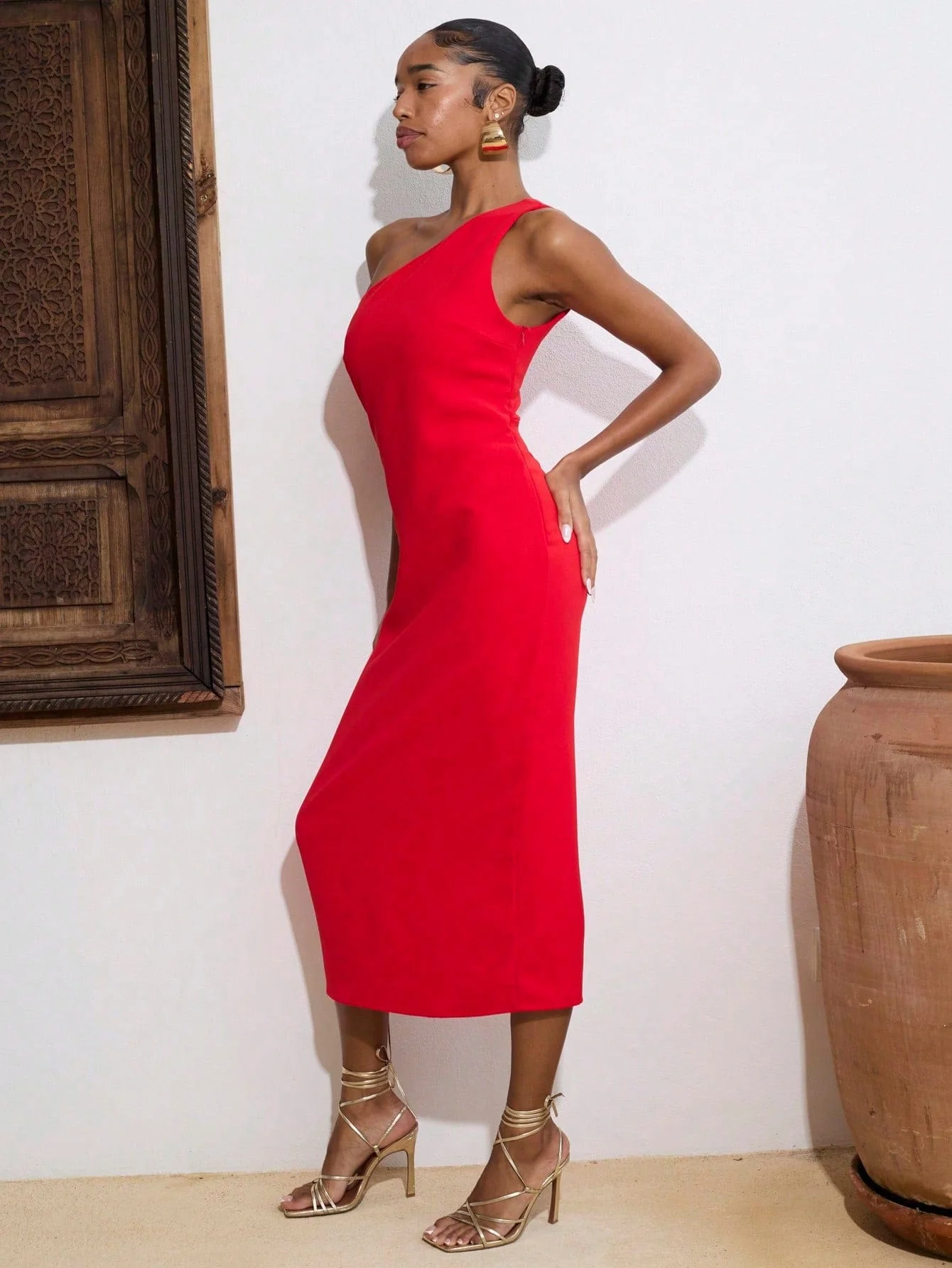 Clementine Dress in Crimson Red - Image 3