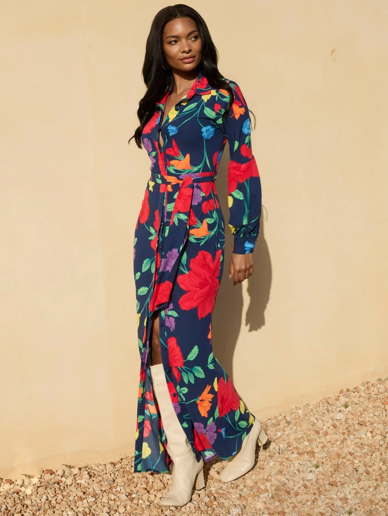 Azimba Shirt Dress in Navy Meadow Floral - Image 5