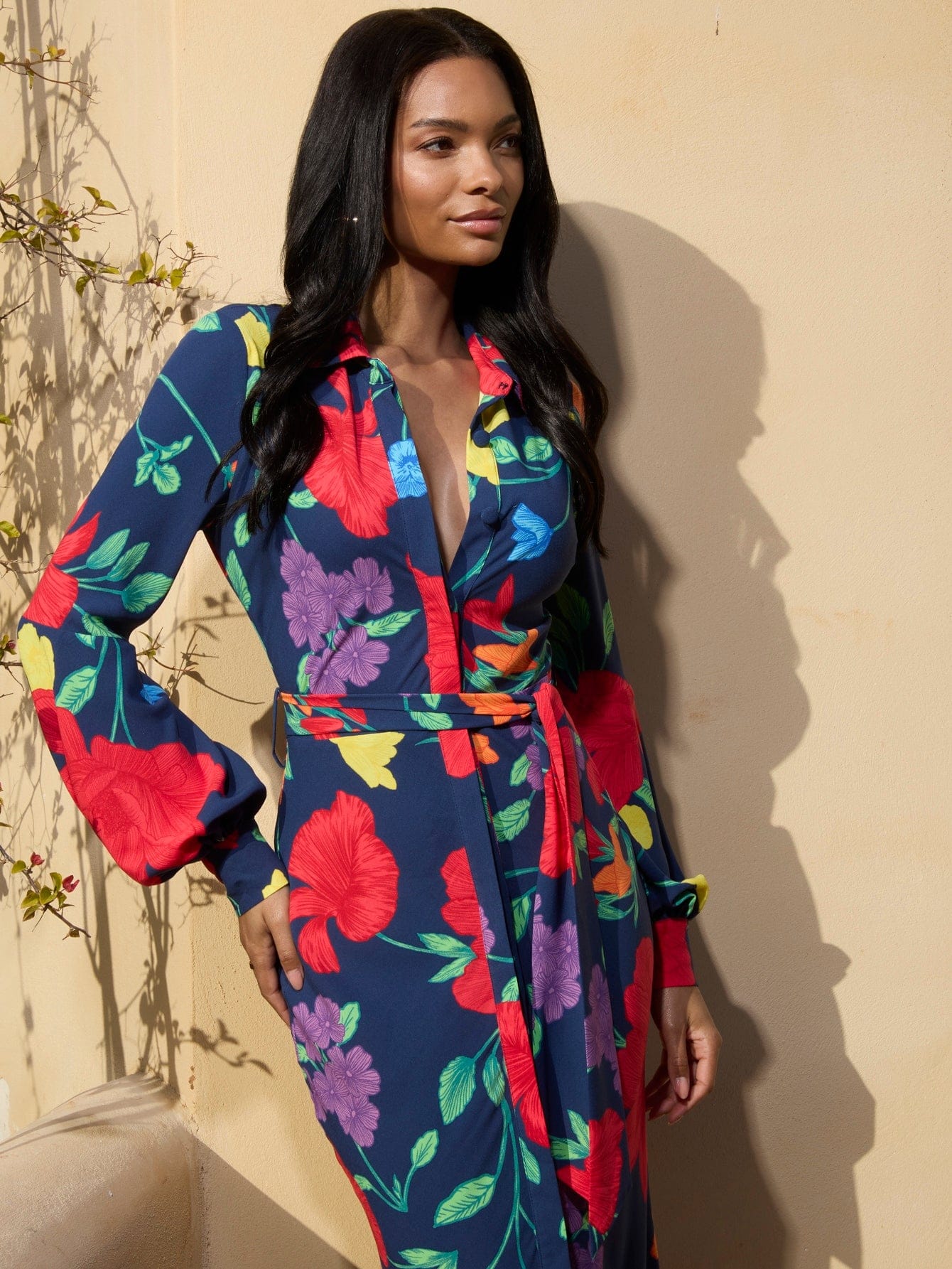 Azimba Shirt Dress in Navy Meadow Floral - Image 6