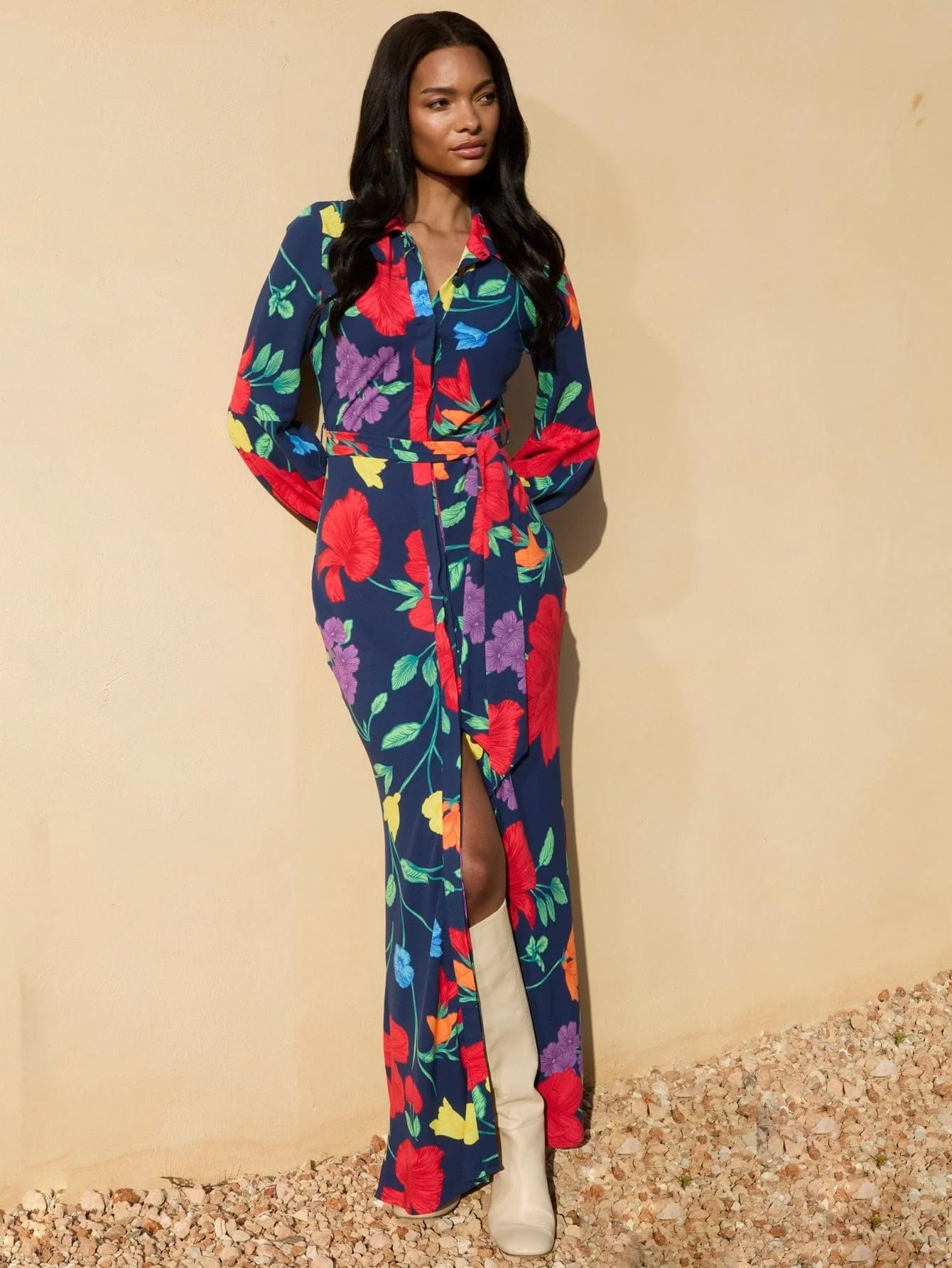 Azimba Shirt Dress in Navy Meadow Floral - Image 7