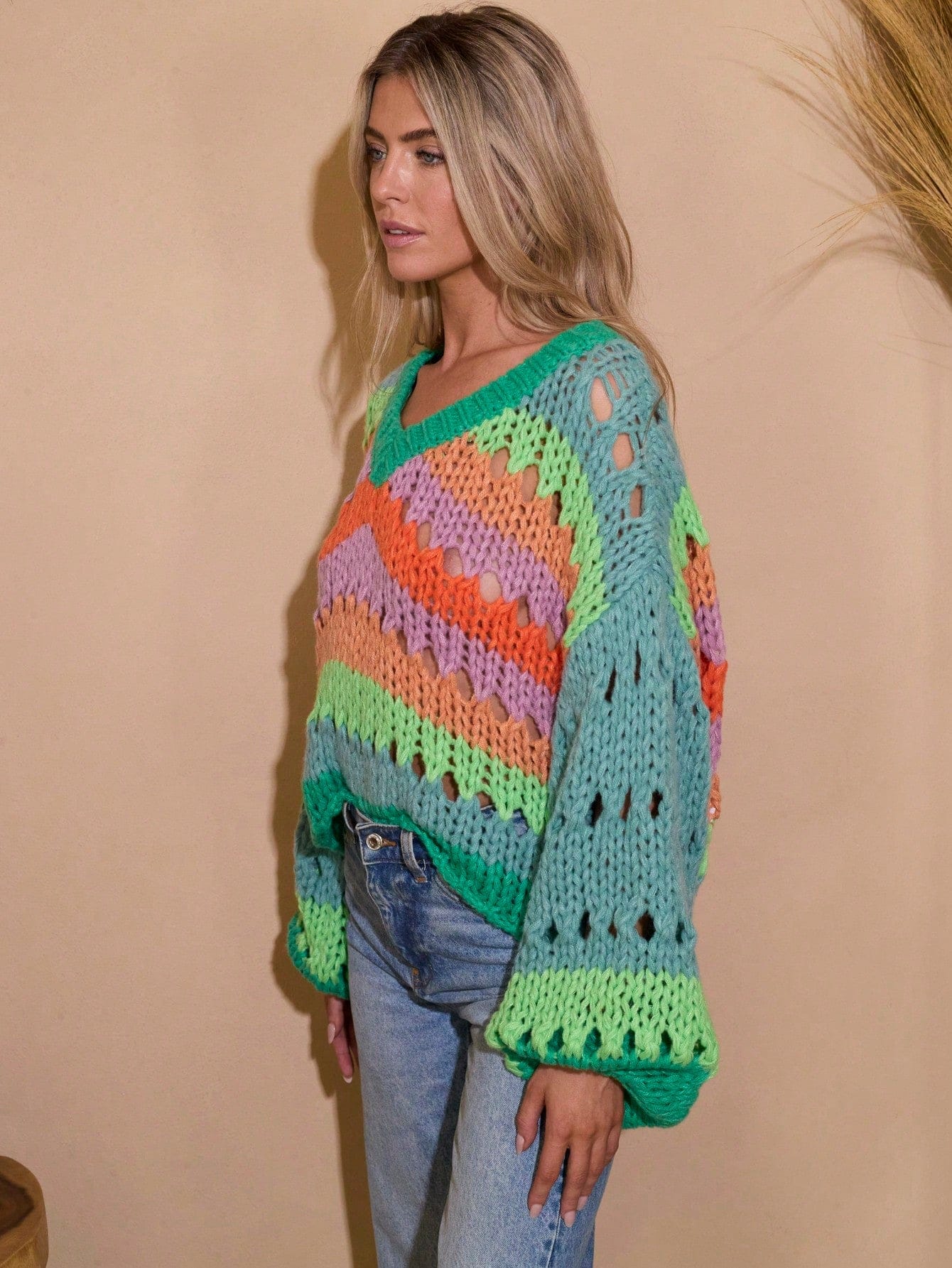 Peonia Jumper in Rainbow Stripe - Image 3