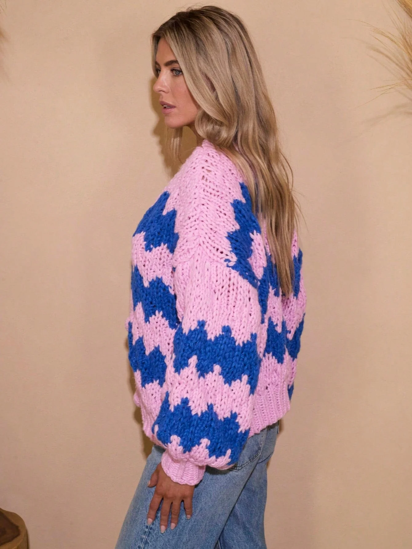 Zahara Cardigan in Chevron Stripe - Image 3