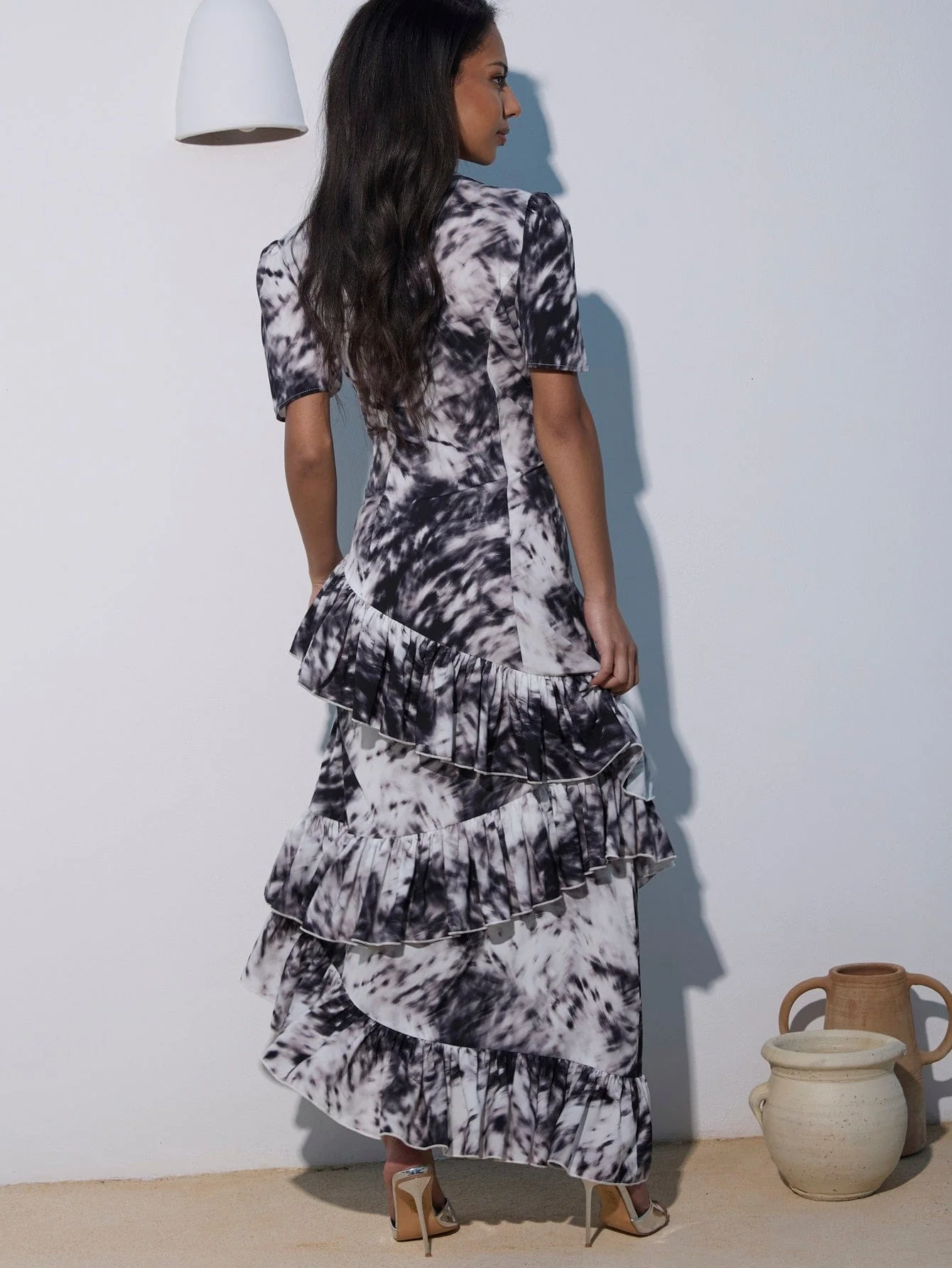 Calista Dress in Black and White - Image 2