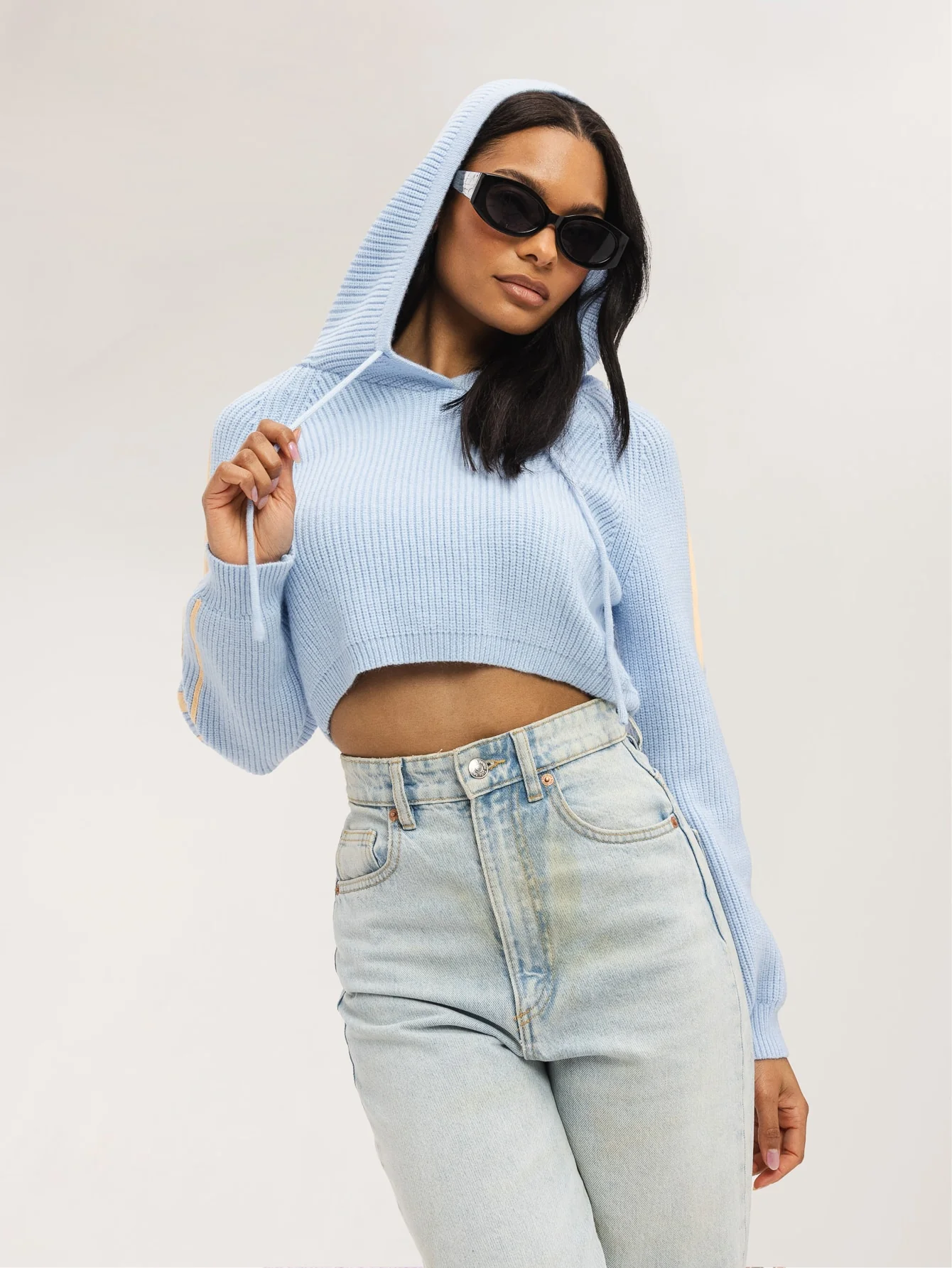 Nerida Cropped Hoodie in Sky Blue