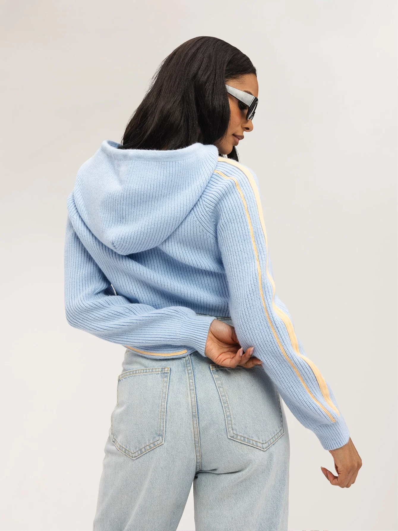 Nerida Cropped Hoodie in Sky Blue - Image 2