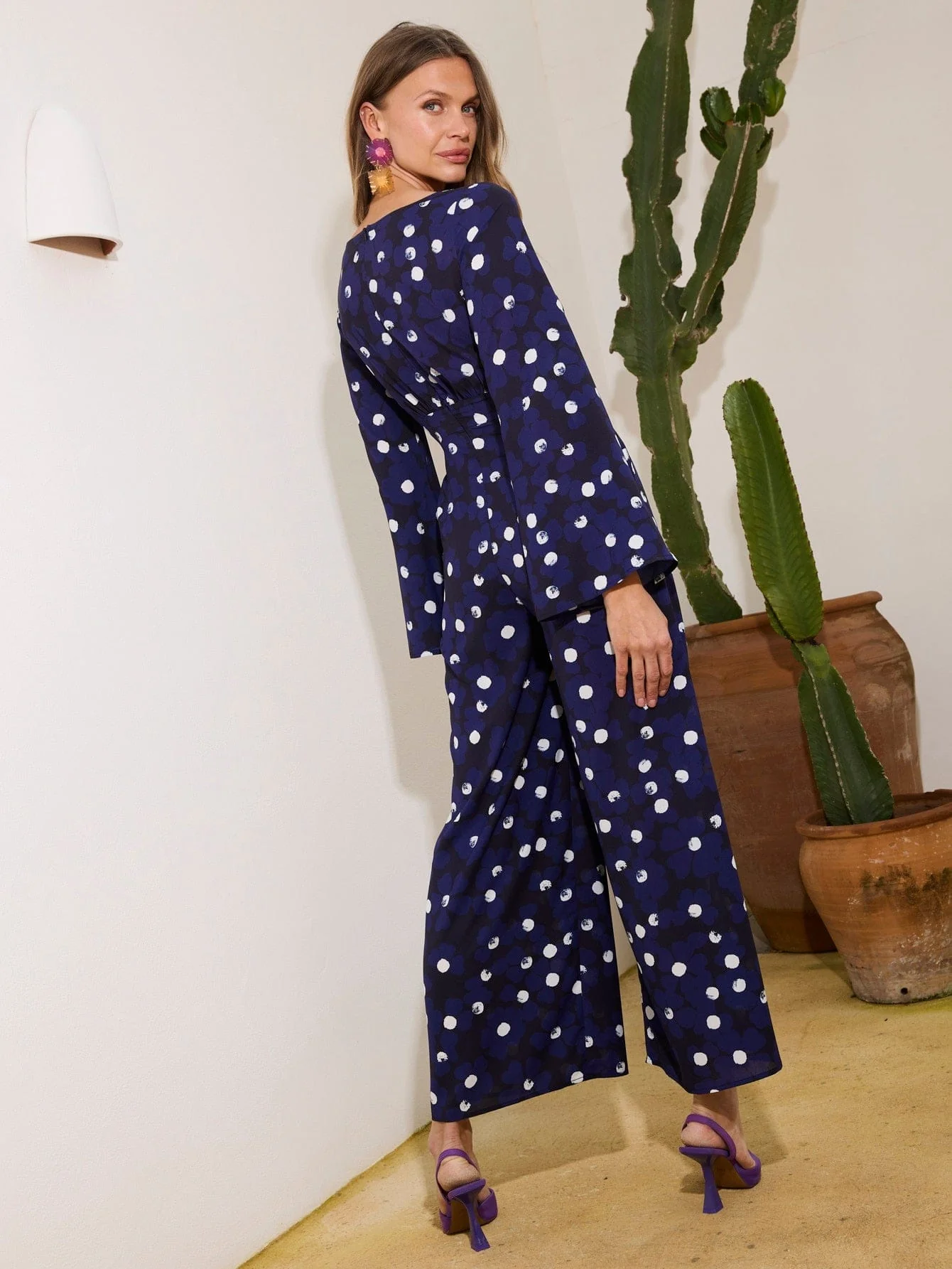 Cassia Jumpsuit in Navy on Blue Floral - Image 2