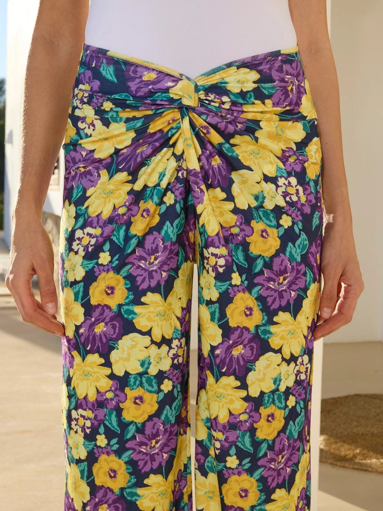 Alika Trousers in Yellow & Purple Floral - Image 4
