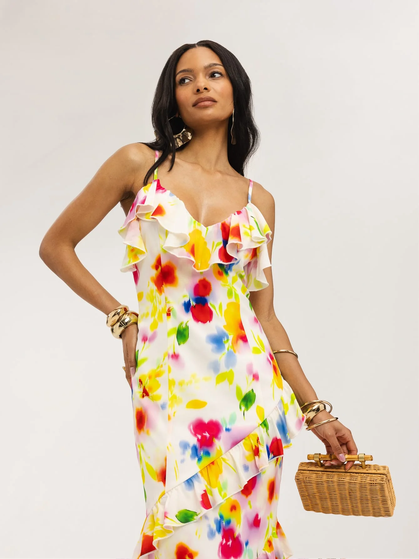 Coral Dress in Painted Bloom - Image 3