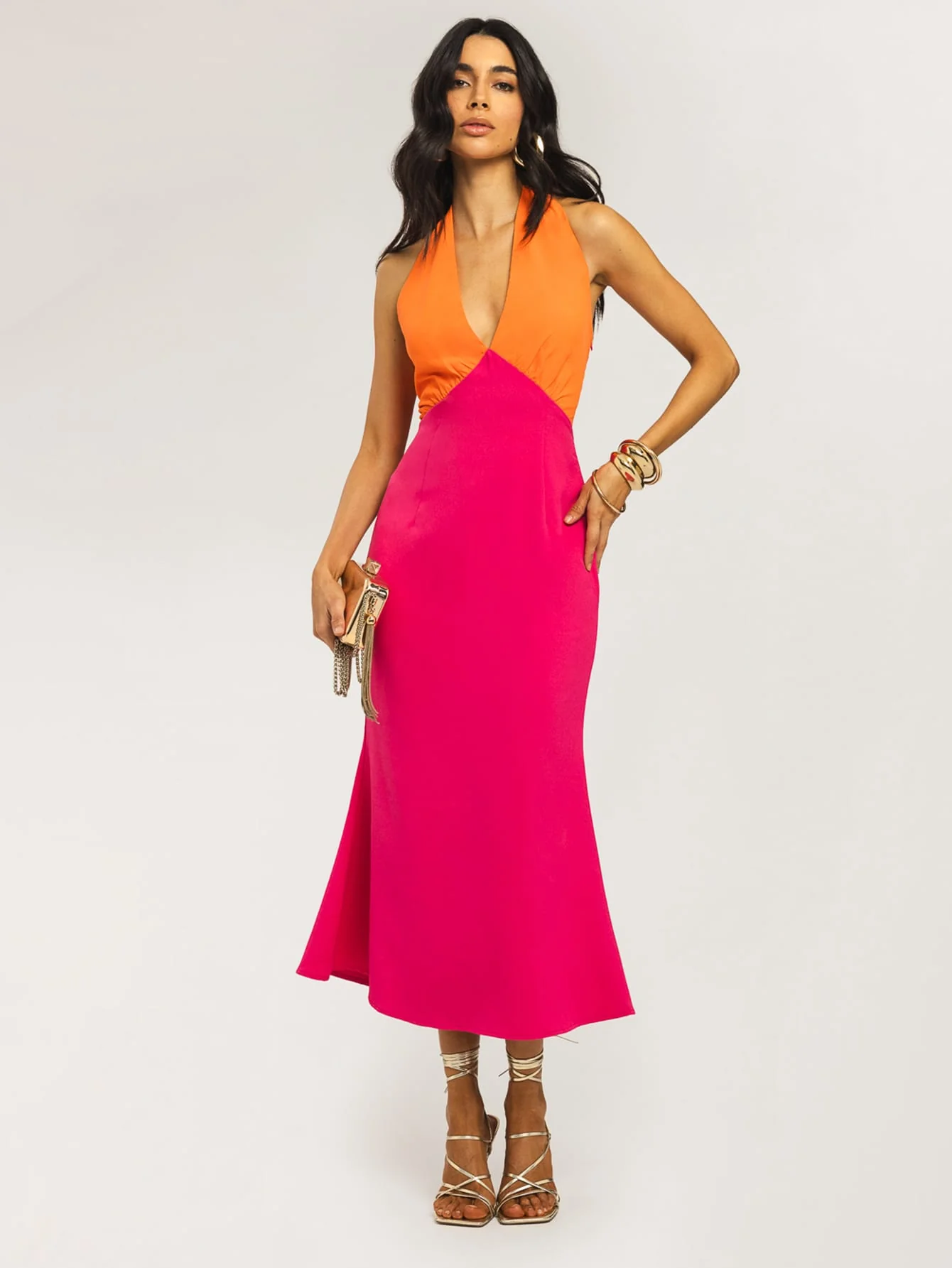 Leonara Dress in Sunset Orange & Pink - Image 3