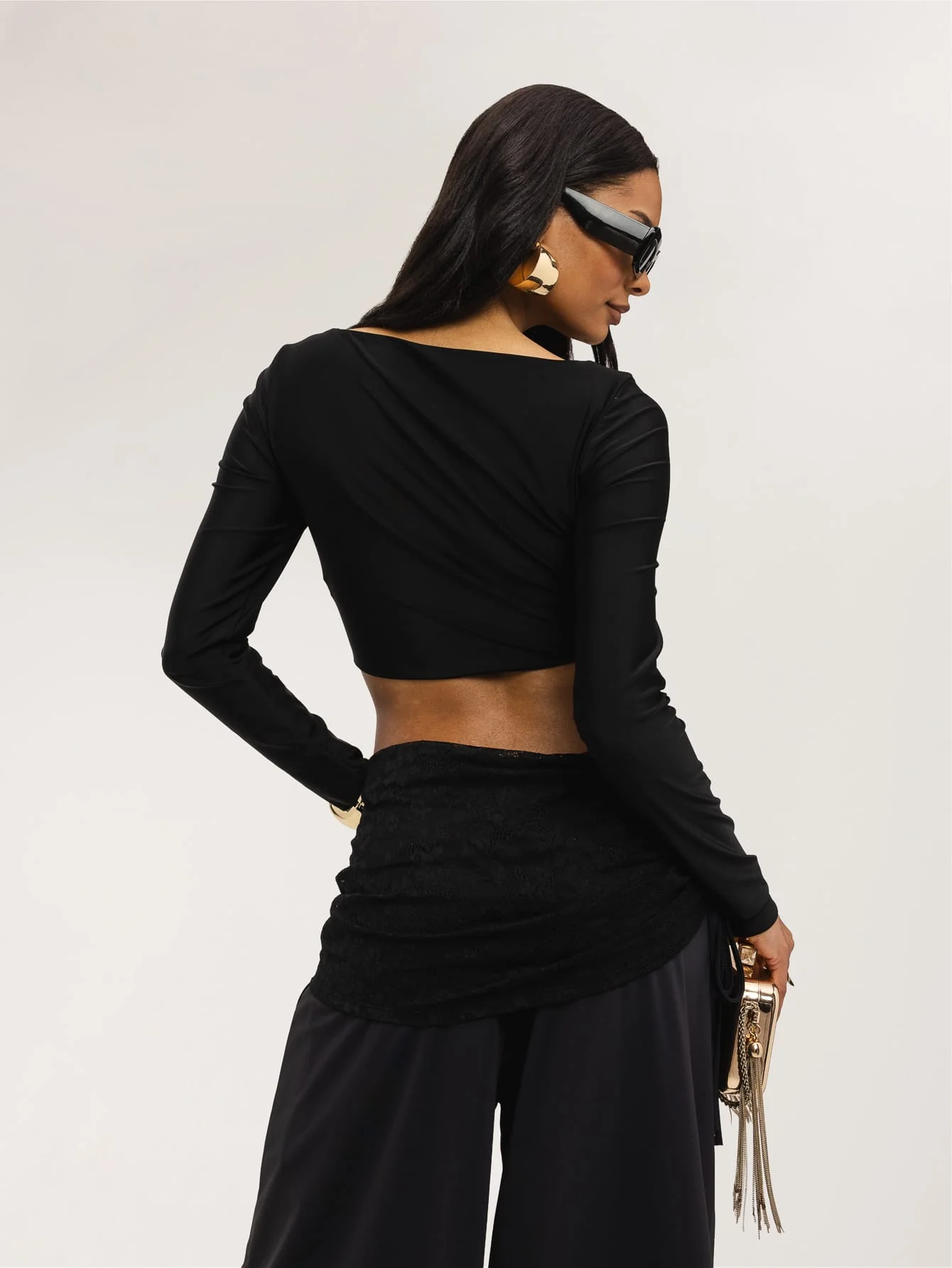 Lennon Crop Top in Black - Image 2
