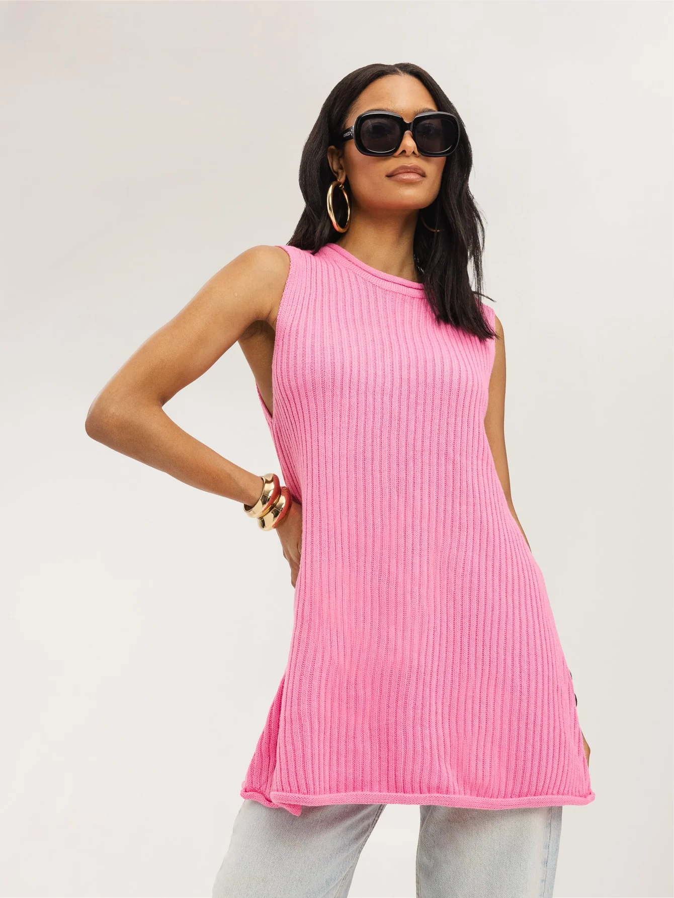 Jadara Ribbed Top in Pink - Image 3