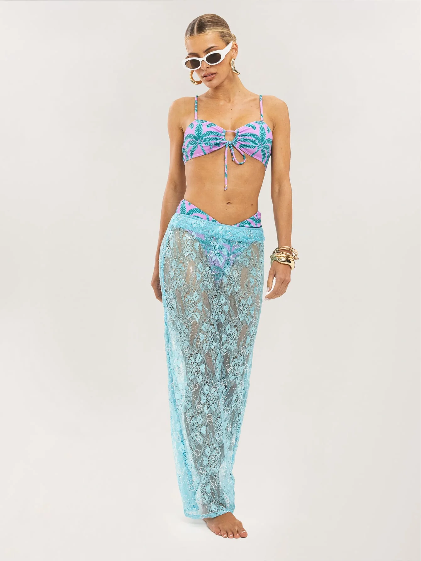 Dorena Lace Skirt in Sky Blue - Image 4