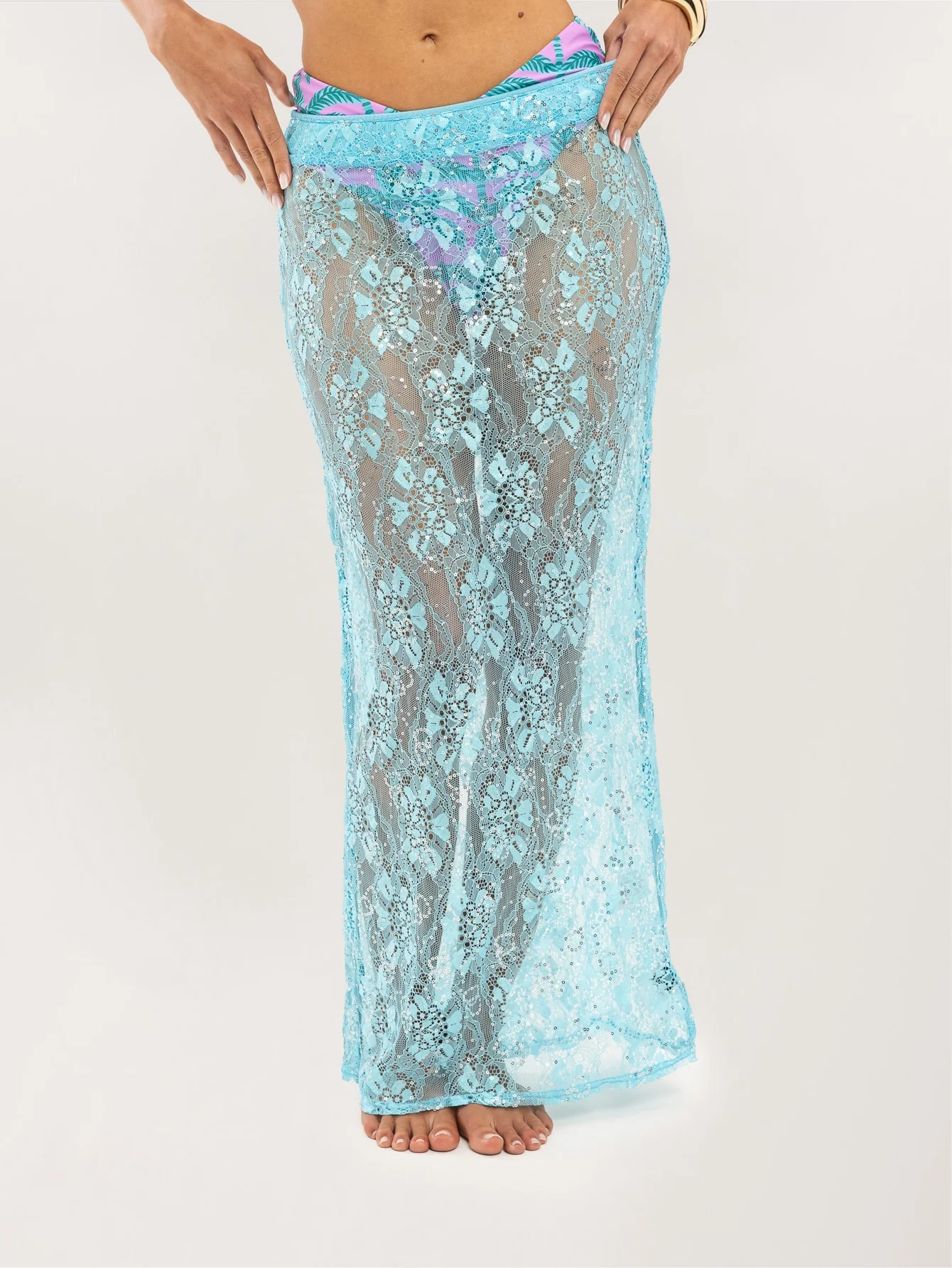 Dorena Lace Skirt in Sky Blue - Image 5