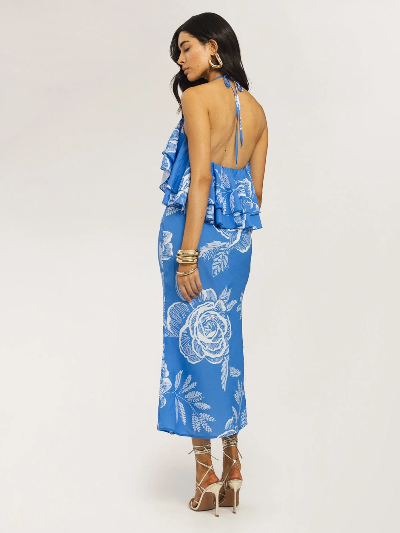 Canira Dress in Blue on White Rose - Image 2