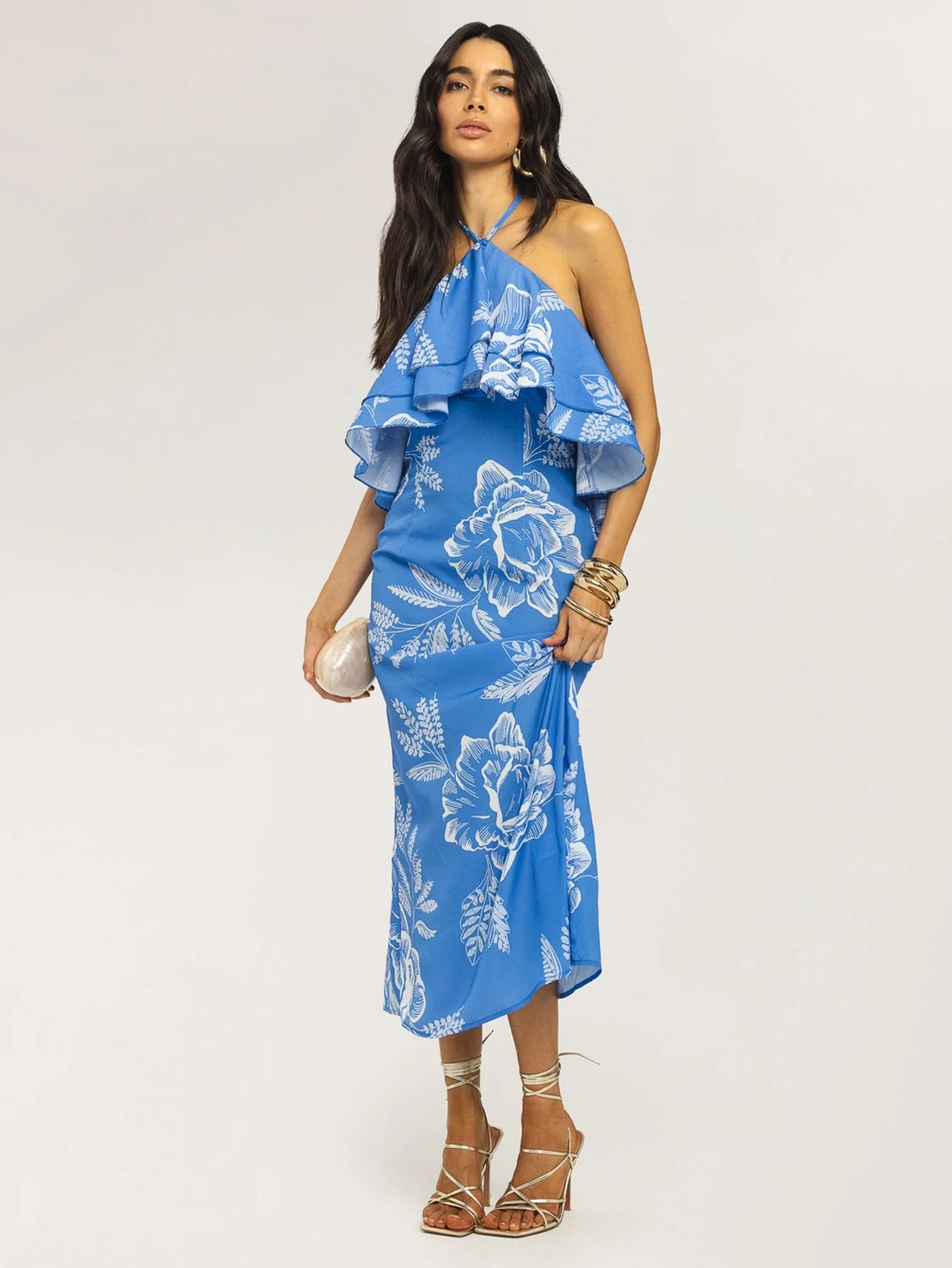 Canira Dress in Blue on White Rose - Image 3