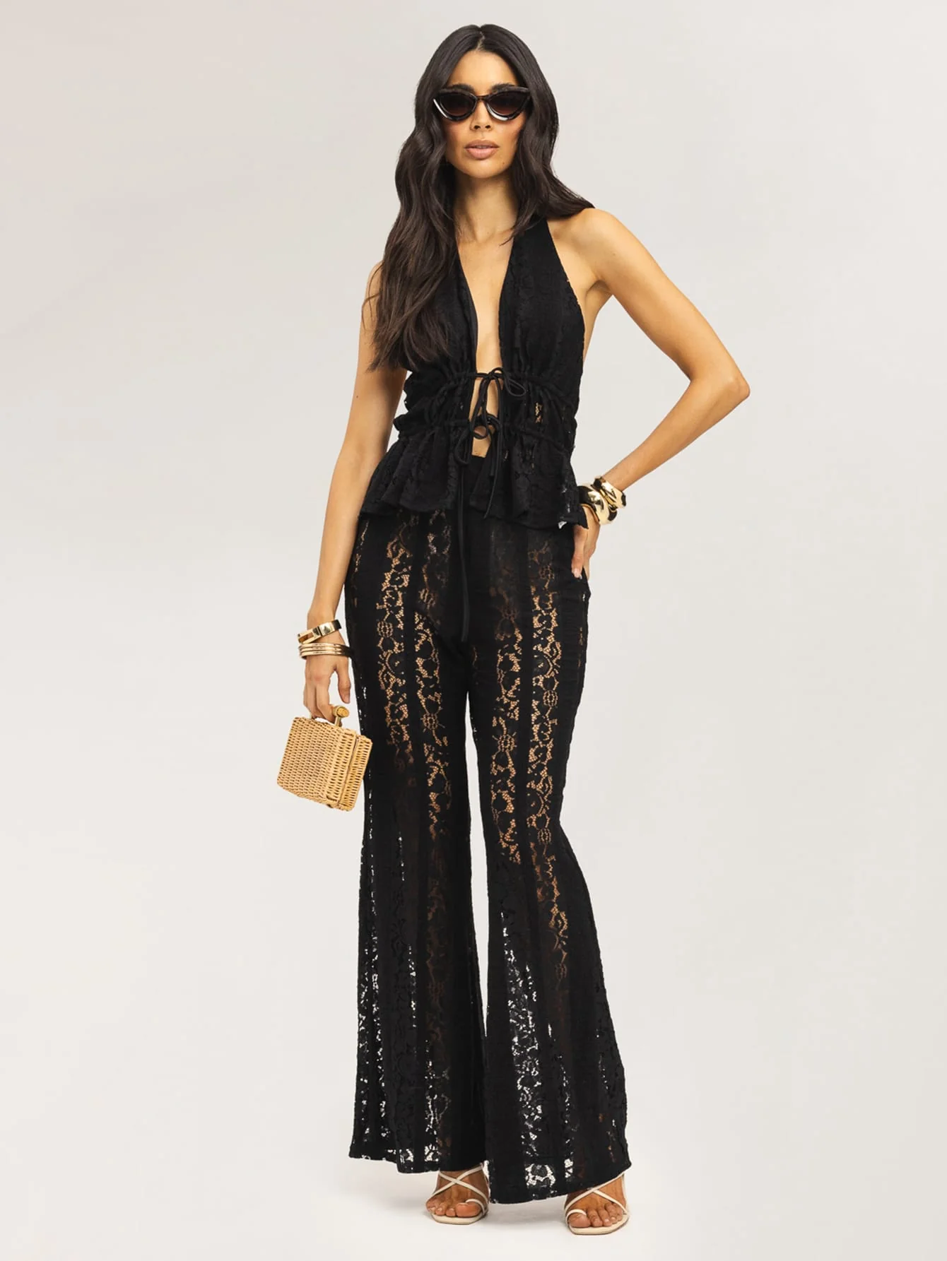 Delfina Lace Co-Ord in Black - Image 3
