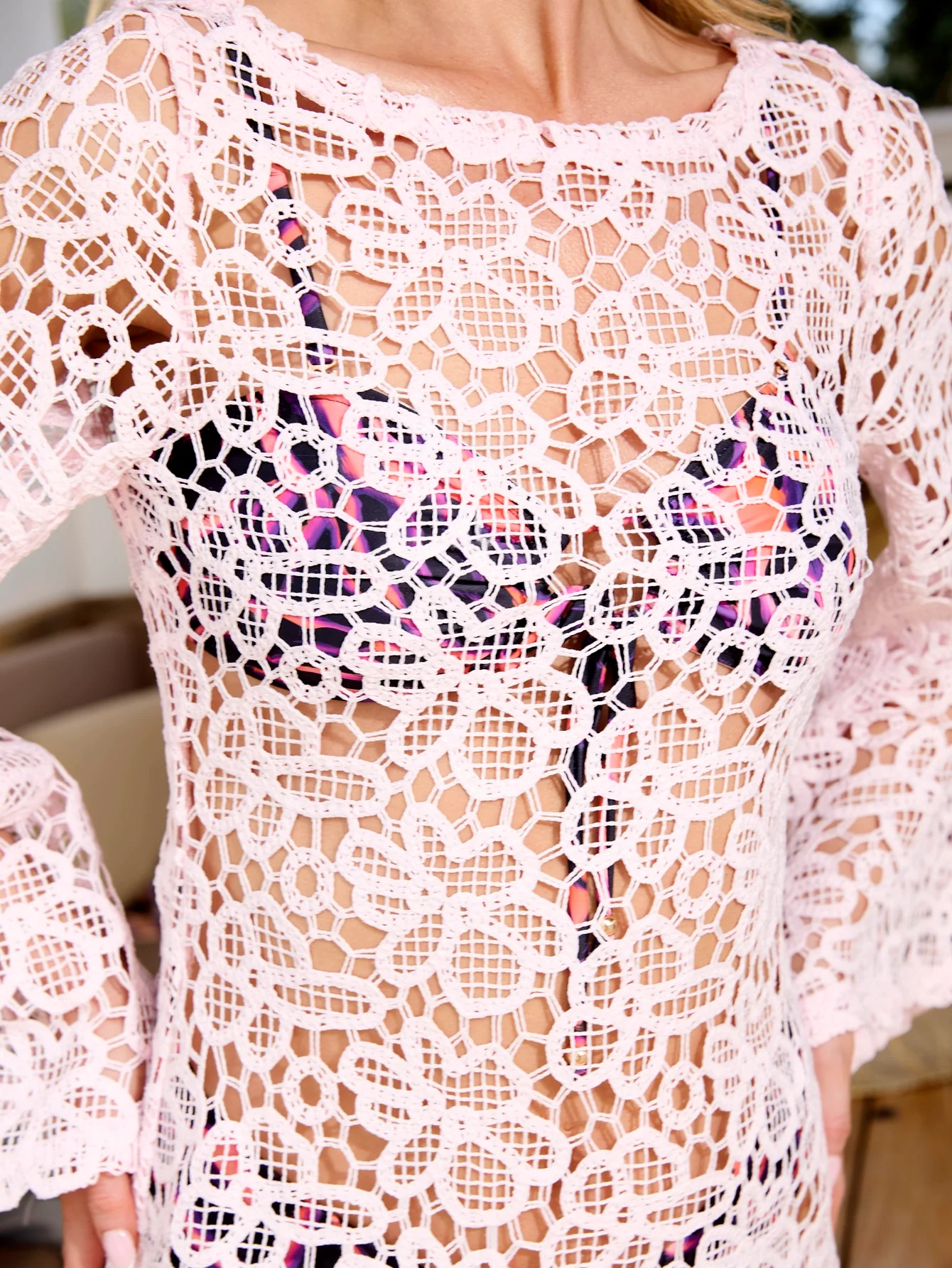 Lunaria Crochet Dress in Baby Pink - Image 4