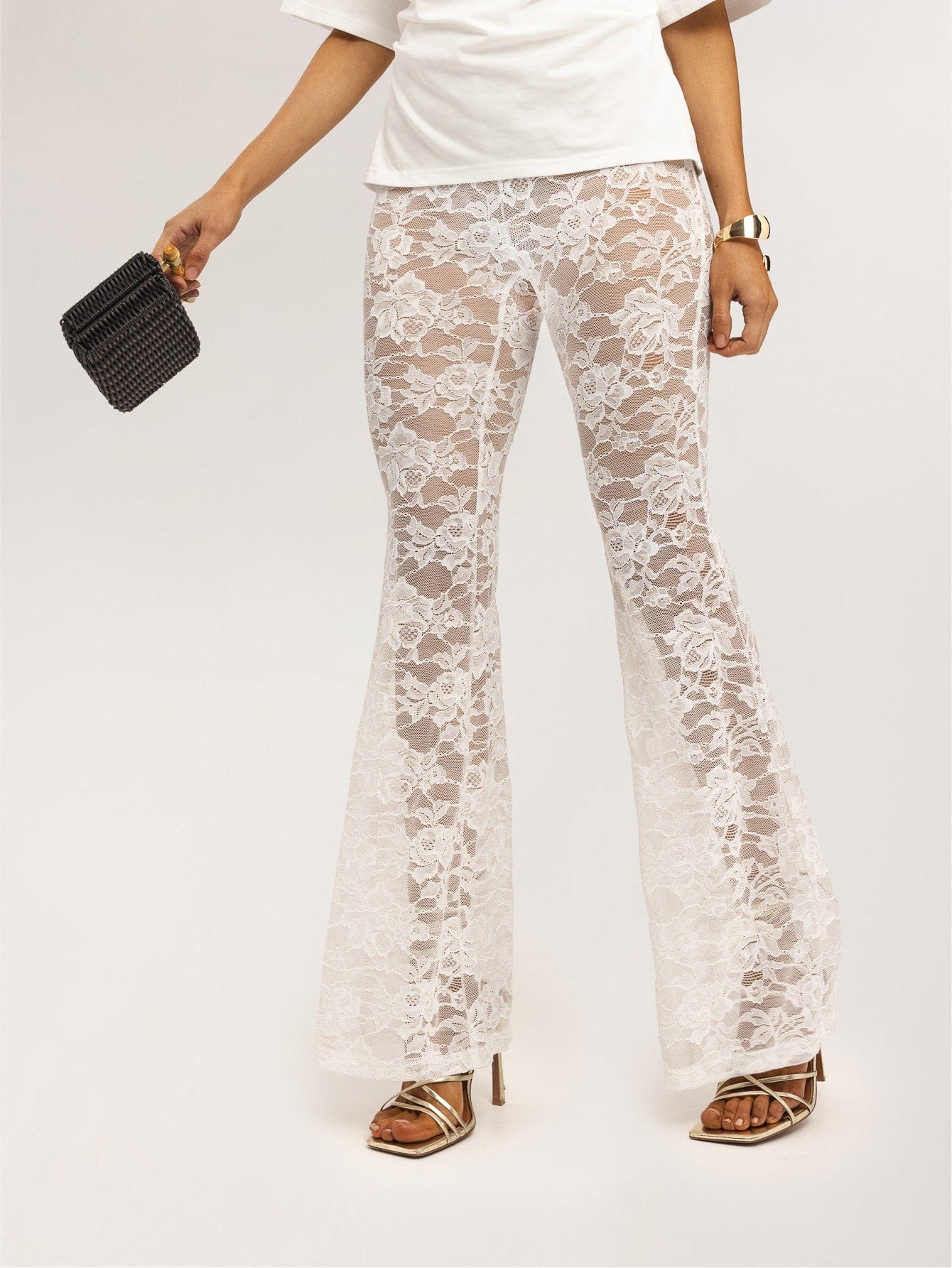 Celestara Lace Trousers in White - Image 4