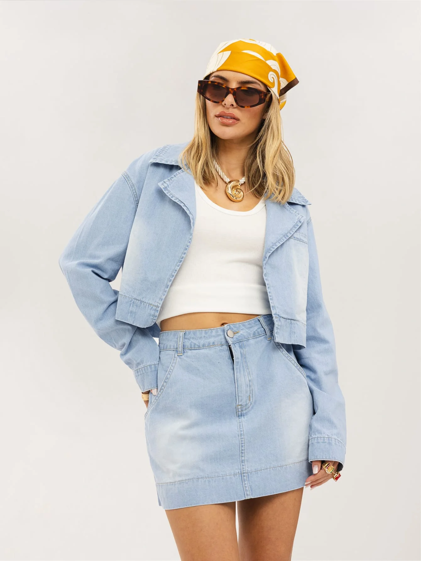Romi Denim Co-Ord in Light Blue