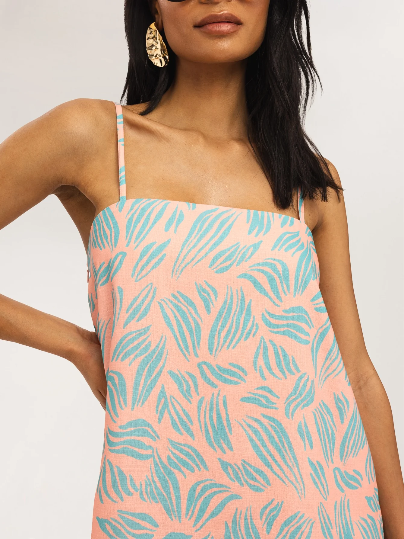 Korina Dress in Abstract Blue on Peach - Image 3