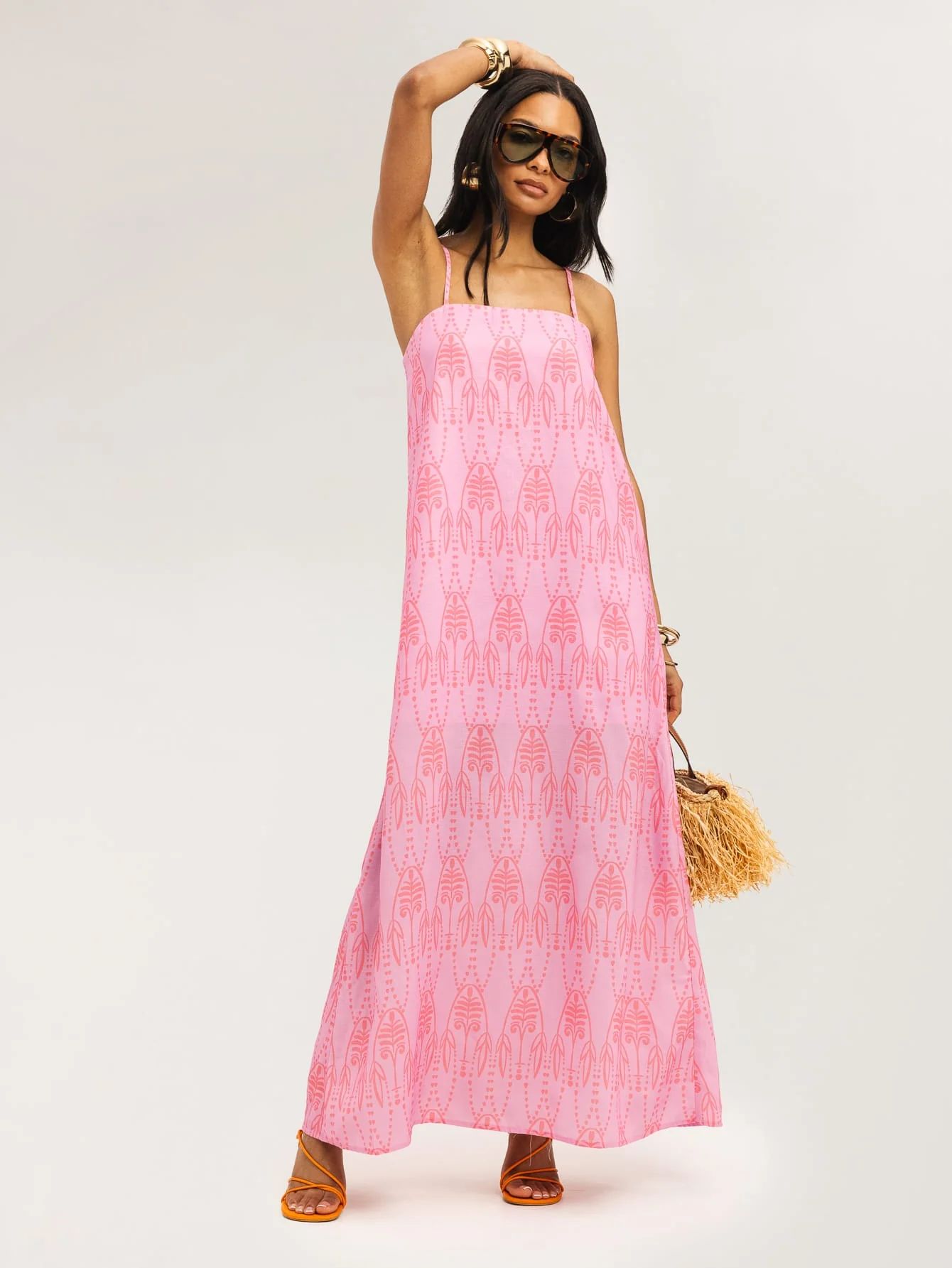 Mykonette Dress in Pink Paisley
