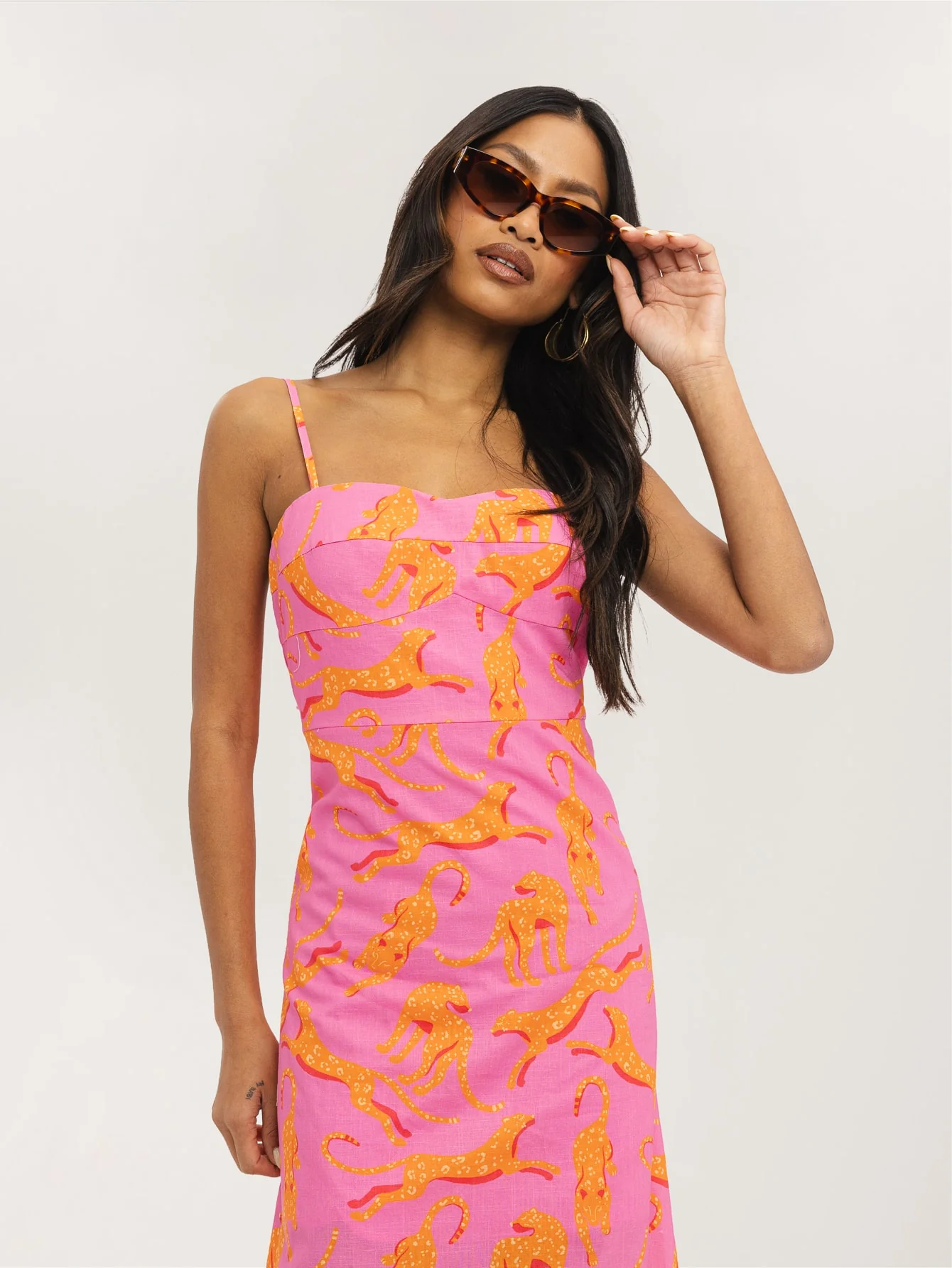 Bryony Dress in Pink & Orange Leopard