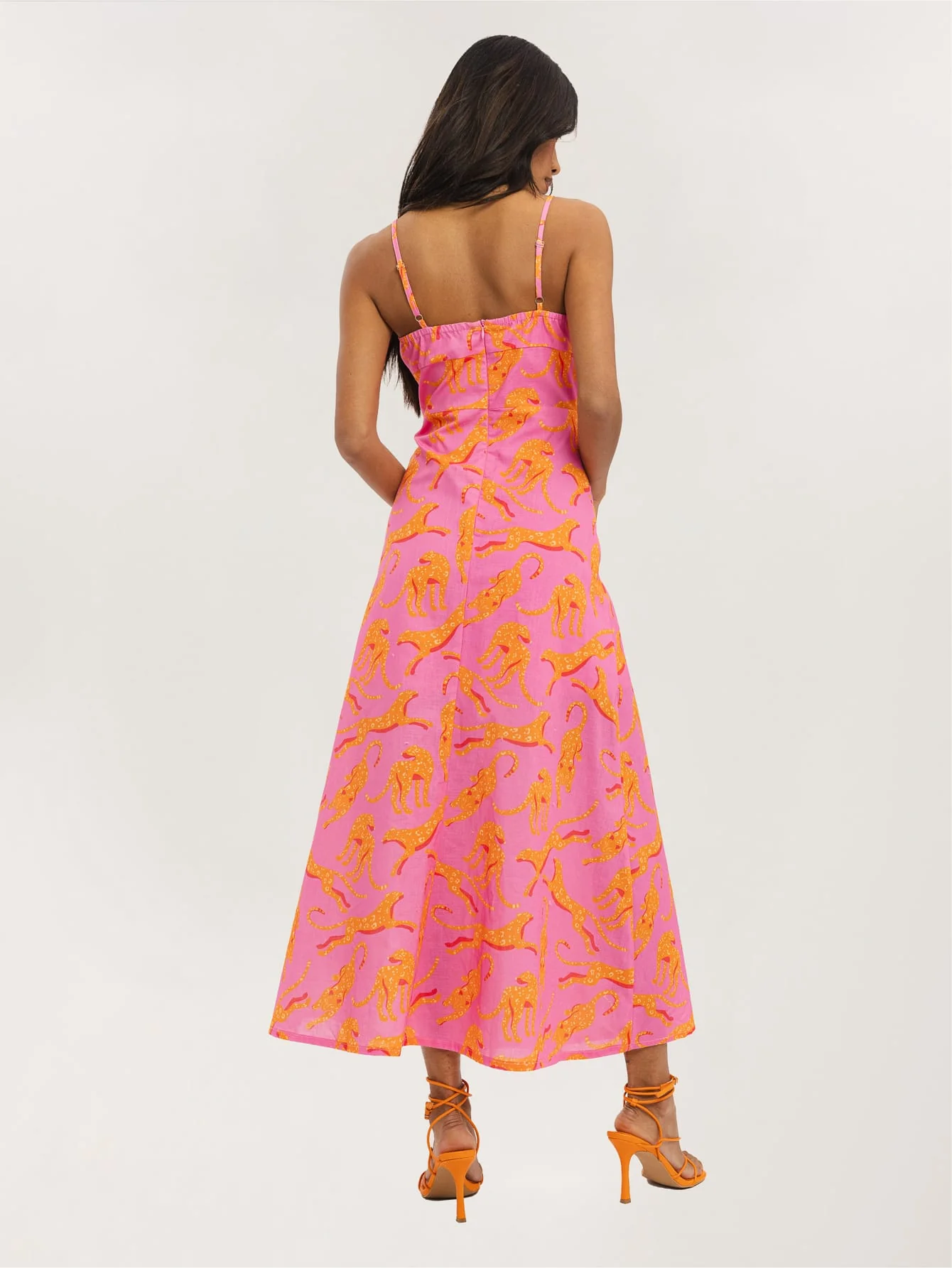 Bryony Dress in Pink & Orange Leopard - Image 2