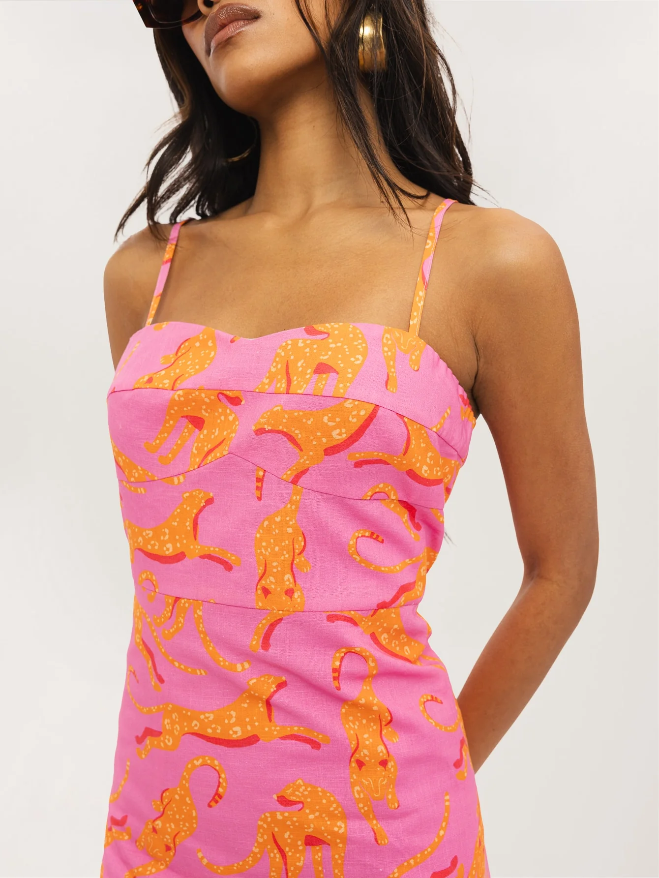 Bryony Dress in Pink & Orange Leopard - Image 3