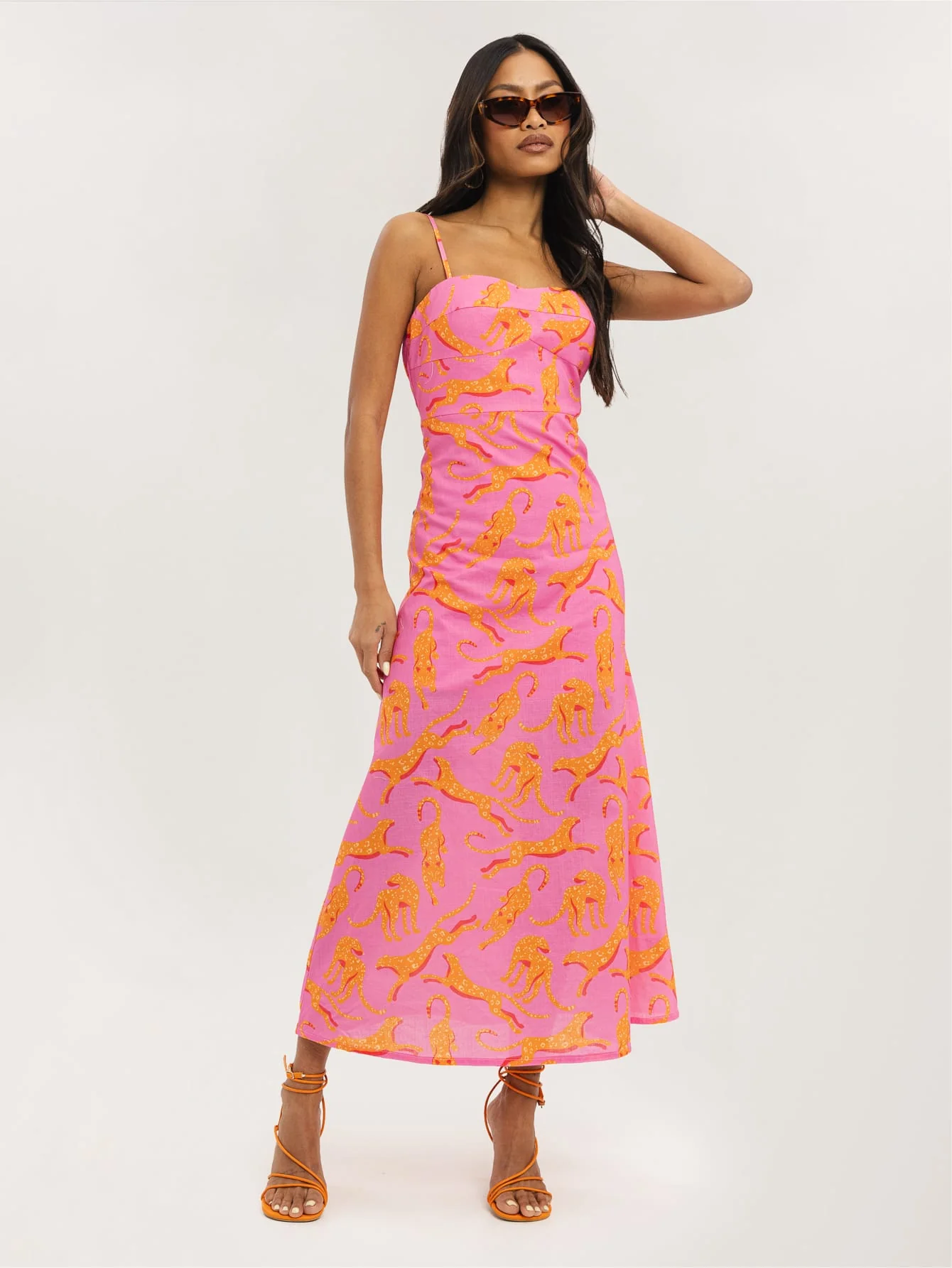 Bryony Dress in Pink & Orange Leopard - Image 4