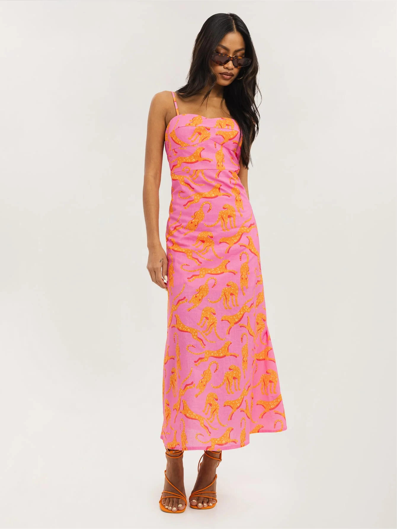Bryony Dress in Pink & Orange Leopard - Image 5