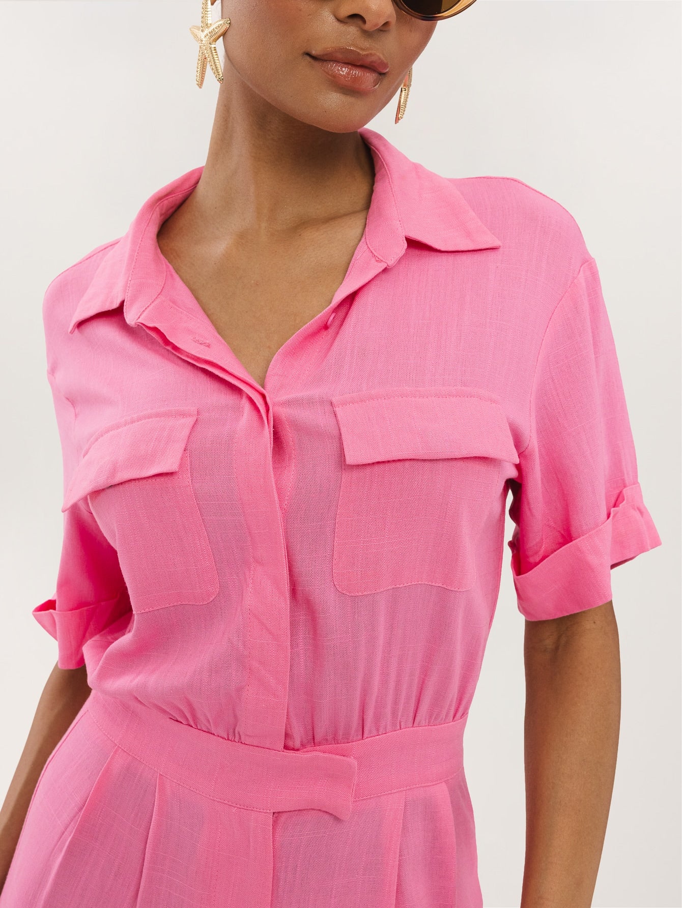Oriana Jumpsuit in Bubblegum Pink - Image 3