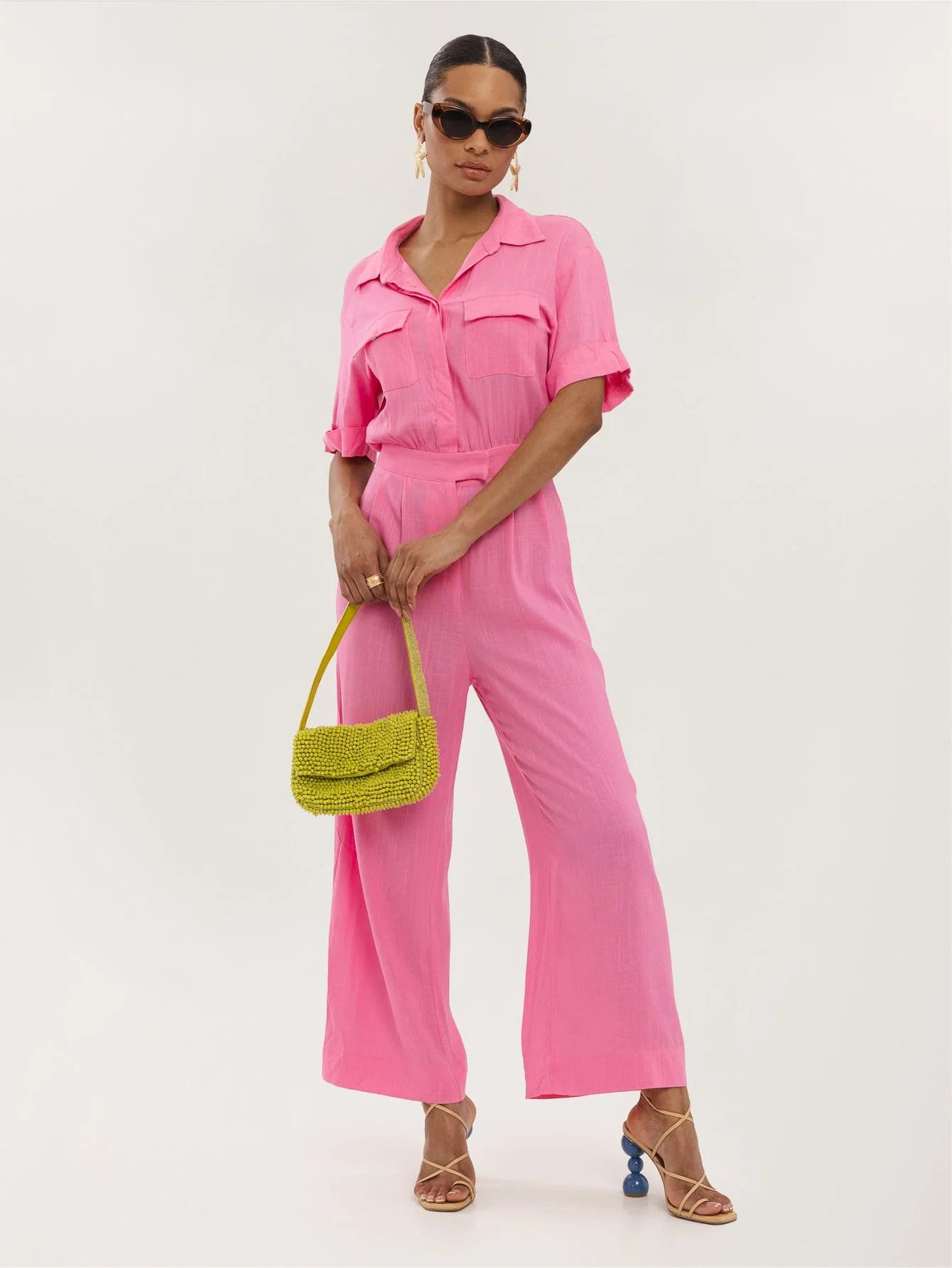 Oriana Jumpsuit in Bubblegum Pink - Image 4