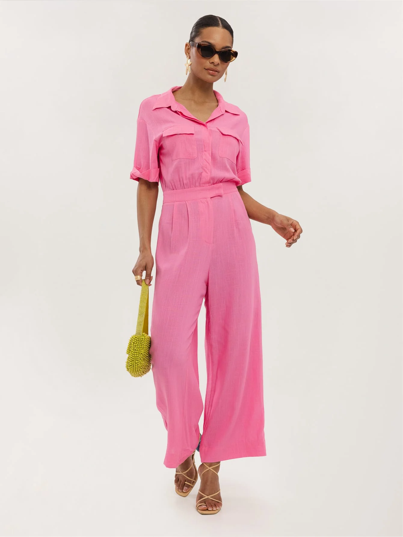 Oriana Jumpsuit in Bubblegum Pink - Image 5