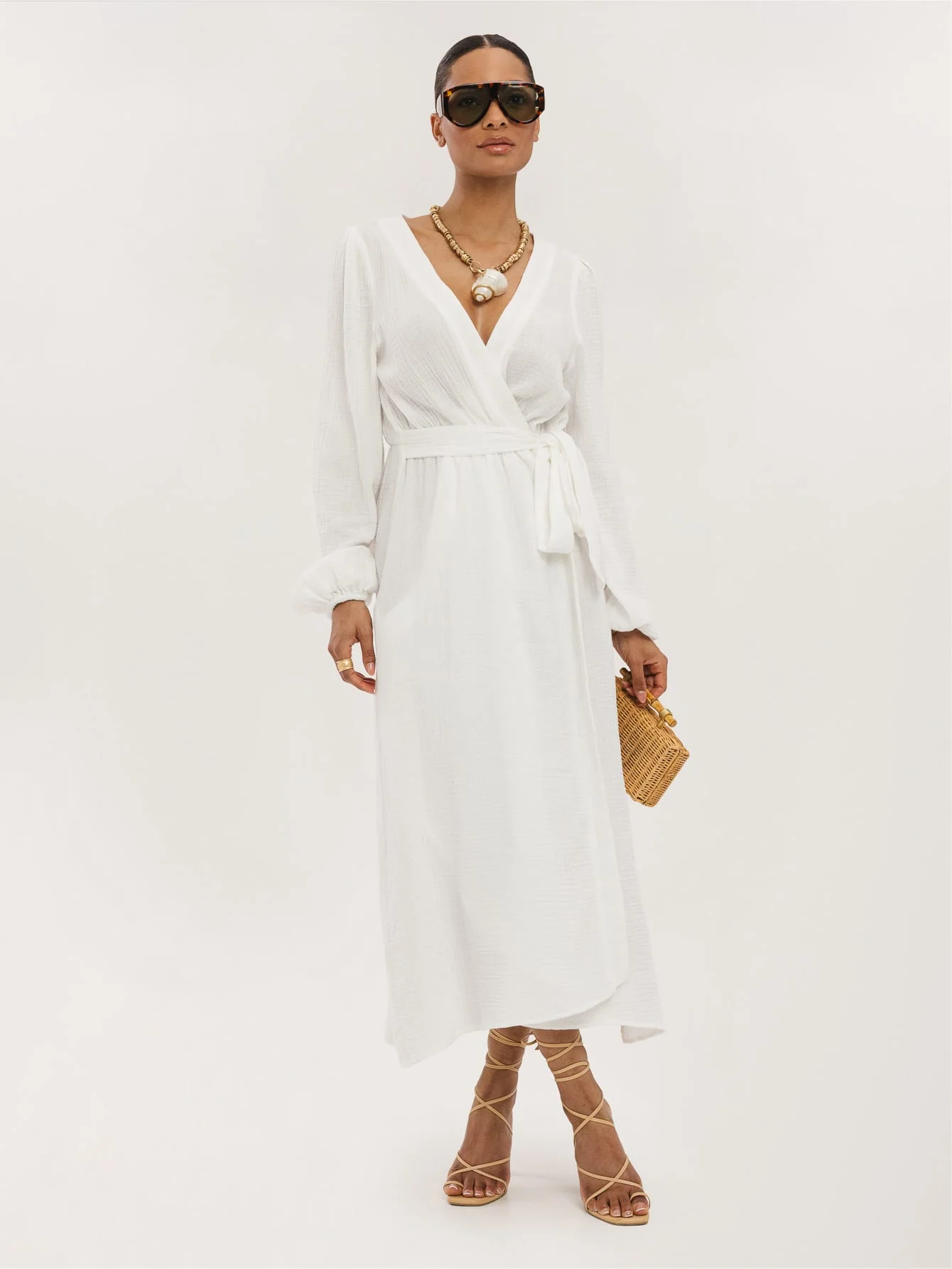 Alcina Wrap Dress in White - Image 3