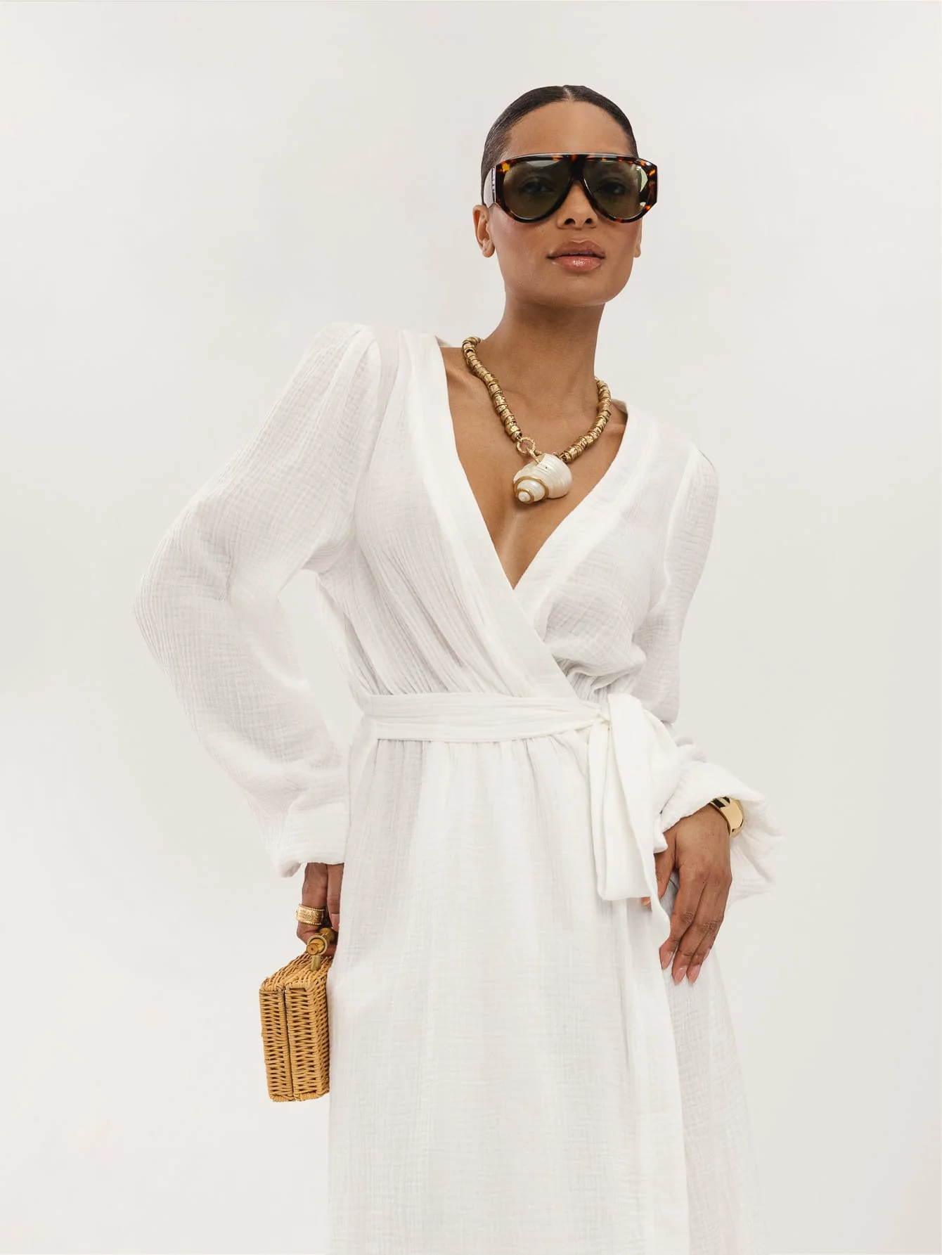 Alcina Wrap Dress in White - Image 5