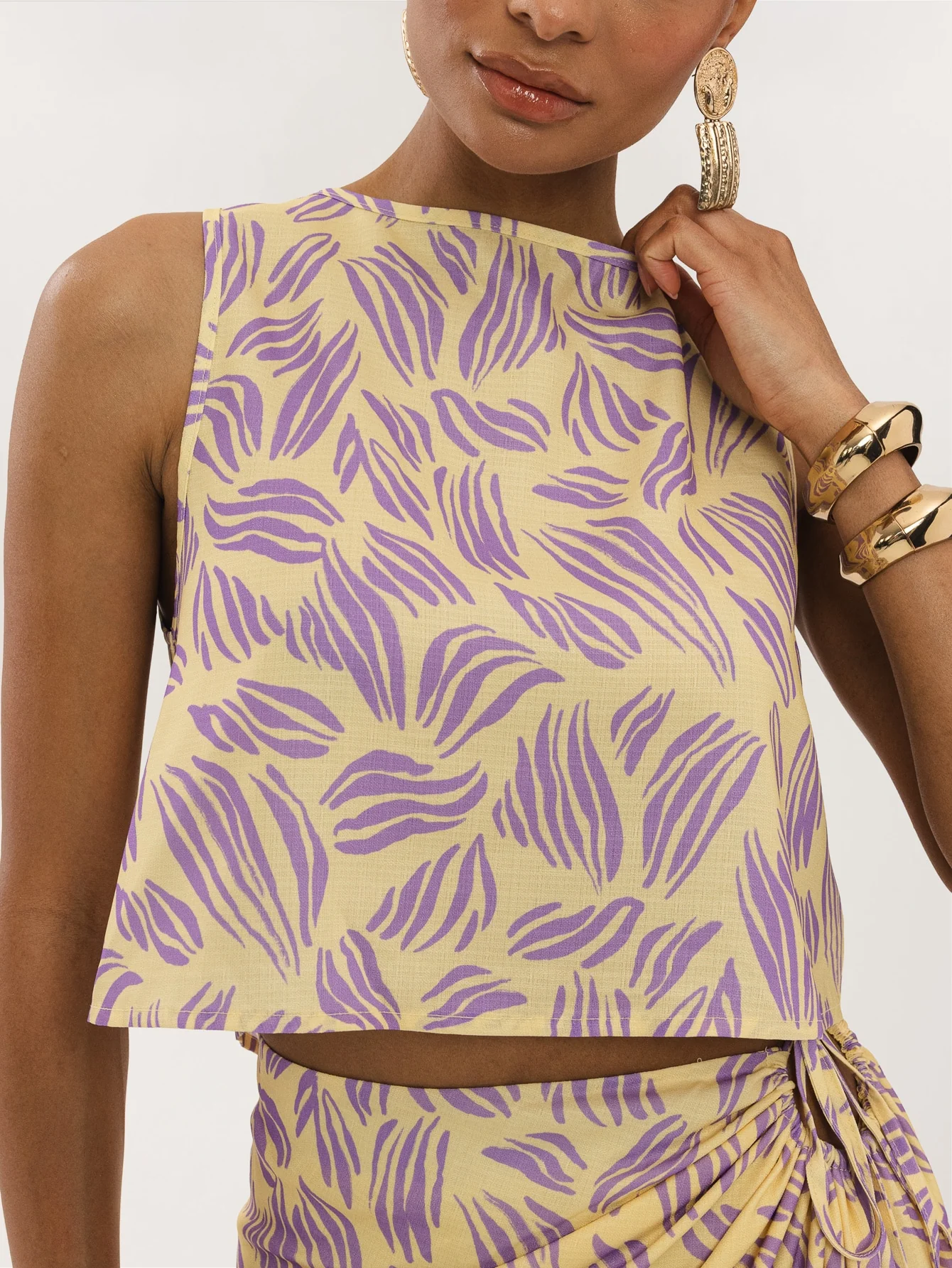 Albacea Co-Ord in Abstract Purple on Yellow - Image 5