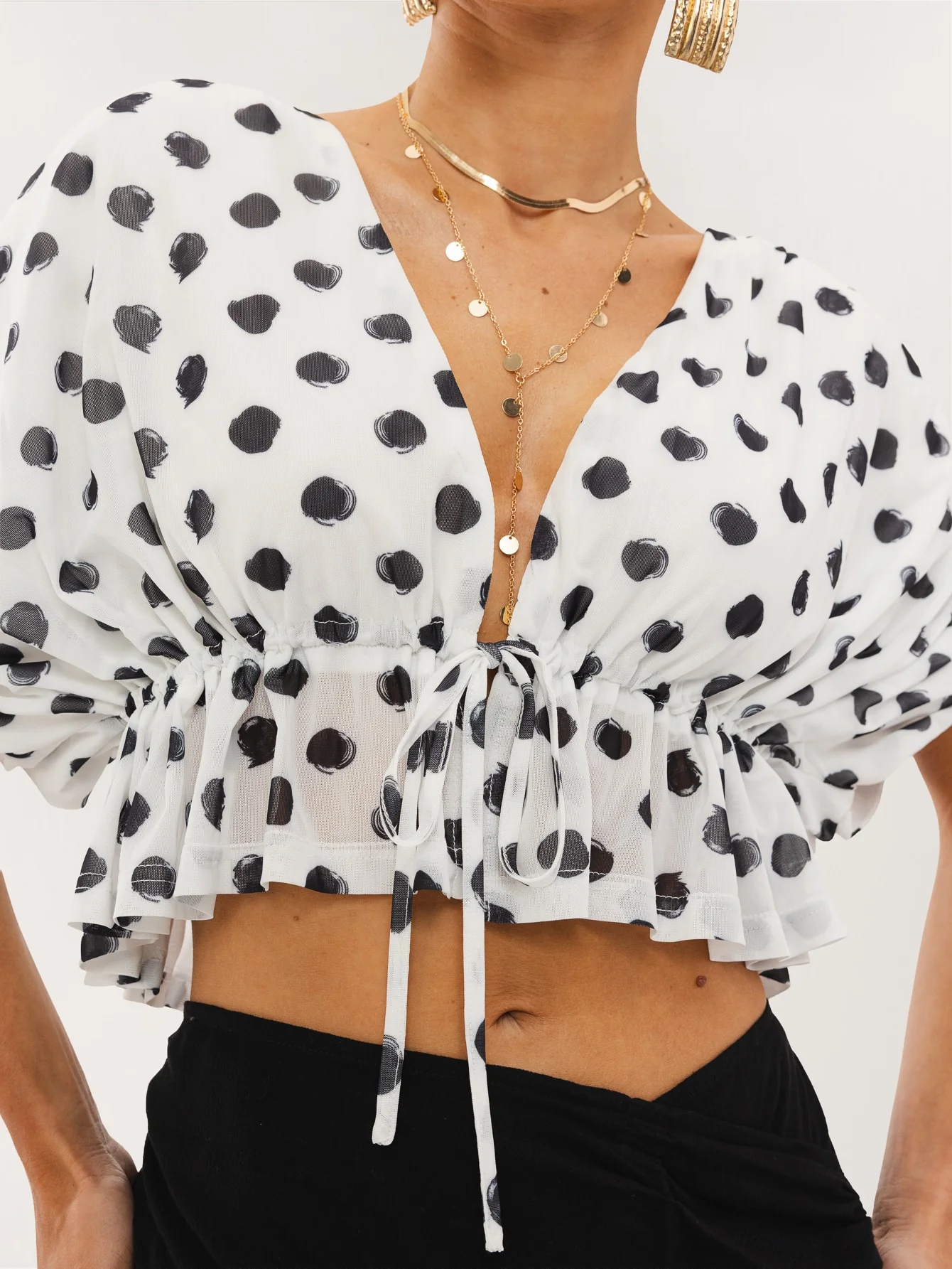 Astrea Top in White On Black Dot - Image 3