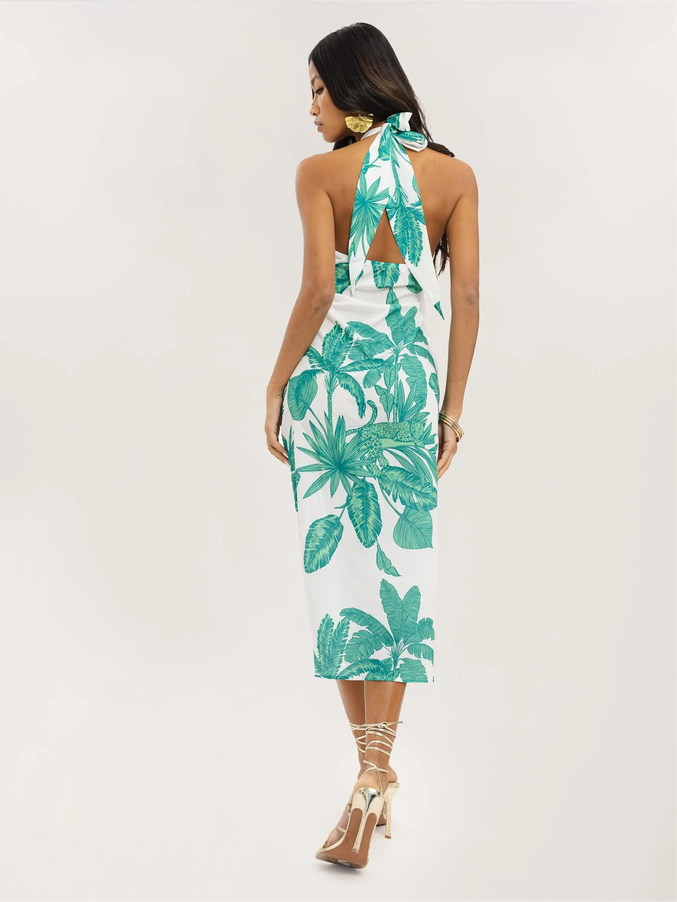 Liana Dress in White Jungle Palm - Image 2